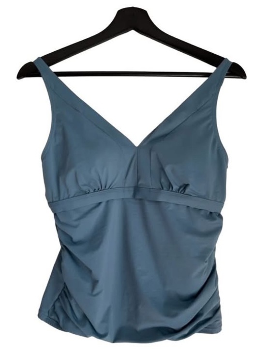 La Vie En Rose Other - La Vie En Rose Slate Blue V‑Neck Swim Suit Cami Tankini Top Modest Built In Bra